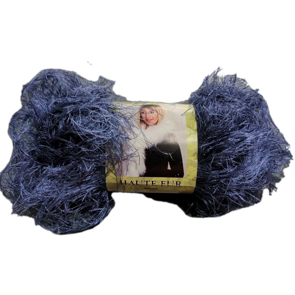 Yarn Bee Haute Fur Yarn Denim #165 Blue 3.5 oz 93 yds Hobby Lobby 6 Super Bulky